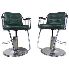 Retro Pair of Mid-Century Barber Chairs
