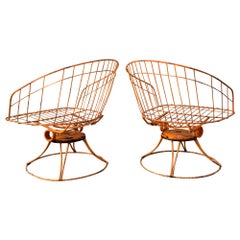 Orange Mid Century Modern Homecrest barrell back chairs