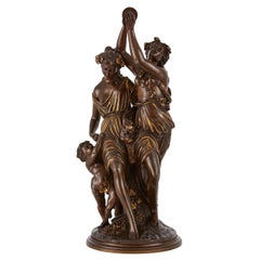 Antique Gilt and Patinated Bronze Group Dancers by S. Loveque
