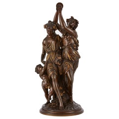 Patinated Bronze and Parcel-Gilt Classical Sculpture by Levêque