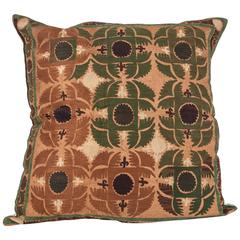 Vintage Uzbek Embroidered Pillow, Central Asia, 1960-1970
