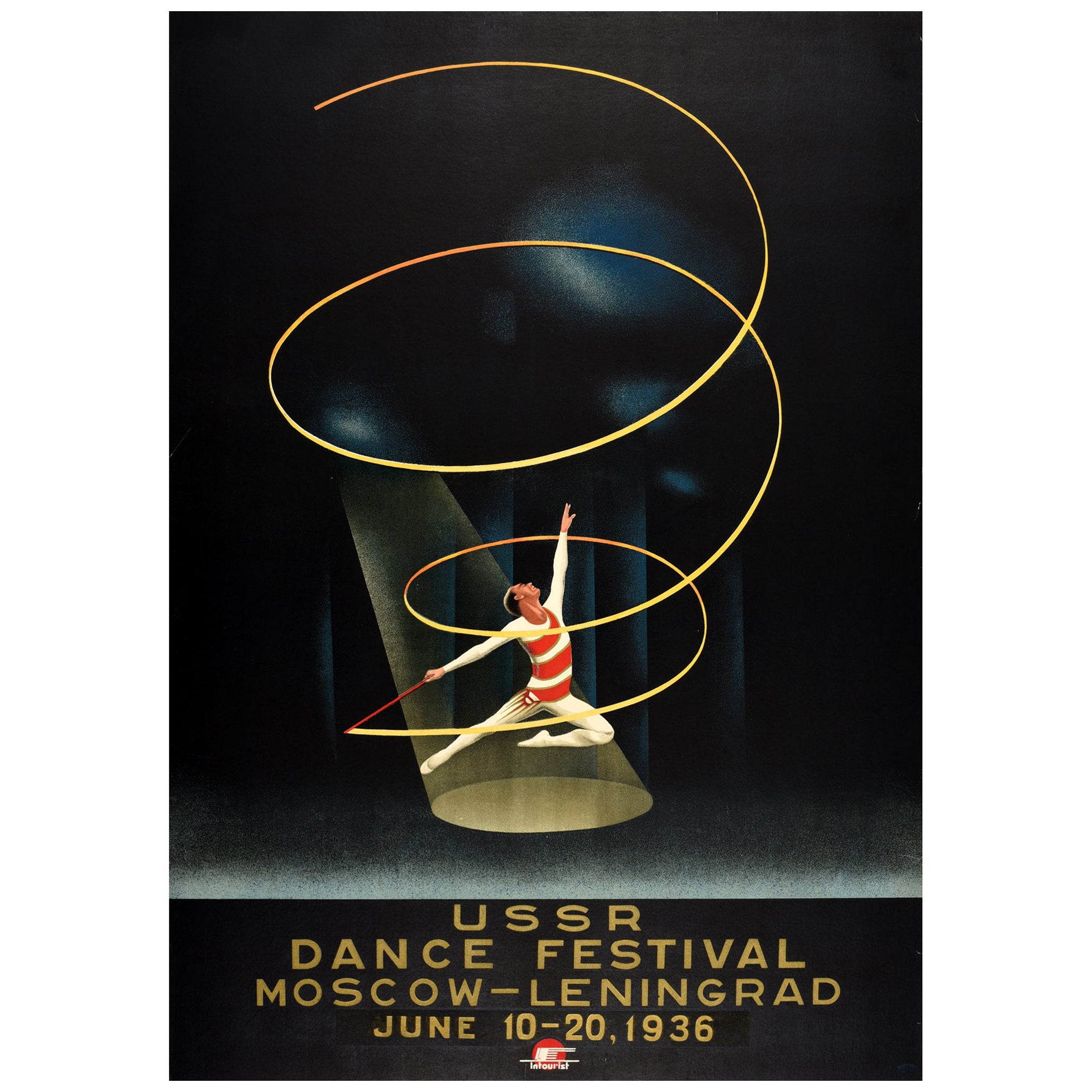 Poster di viaggio originale dell'Unione Sovietica Vintage USSR Dance Festival Intourist Zhukov