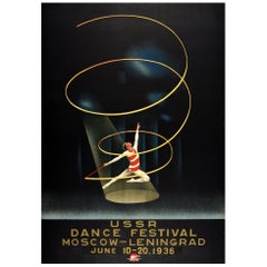 Poster di viaggio originale dell'Unione Sovietica Vintage USSR Dance Festival Intourist Zhukov