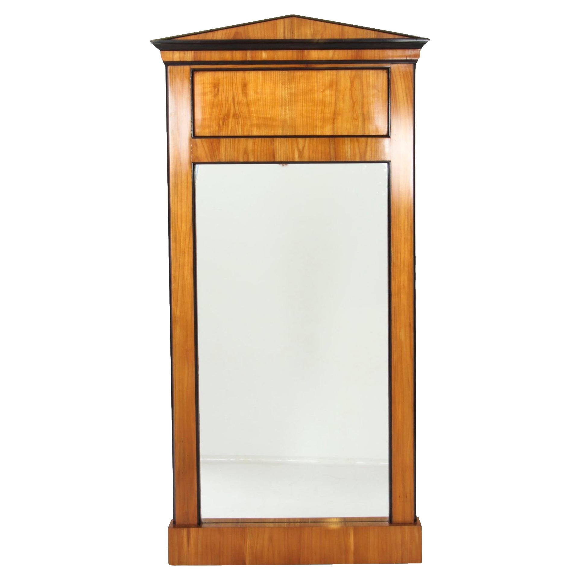 Miroir Biedermeier suédois ancien en bois de bouleau 19ème siècle en vente