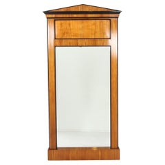Antiguo Espejo Biedermeier Sueco de Madera de Abedul Siglo XIX