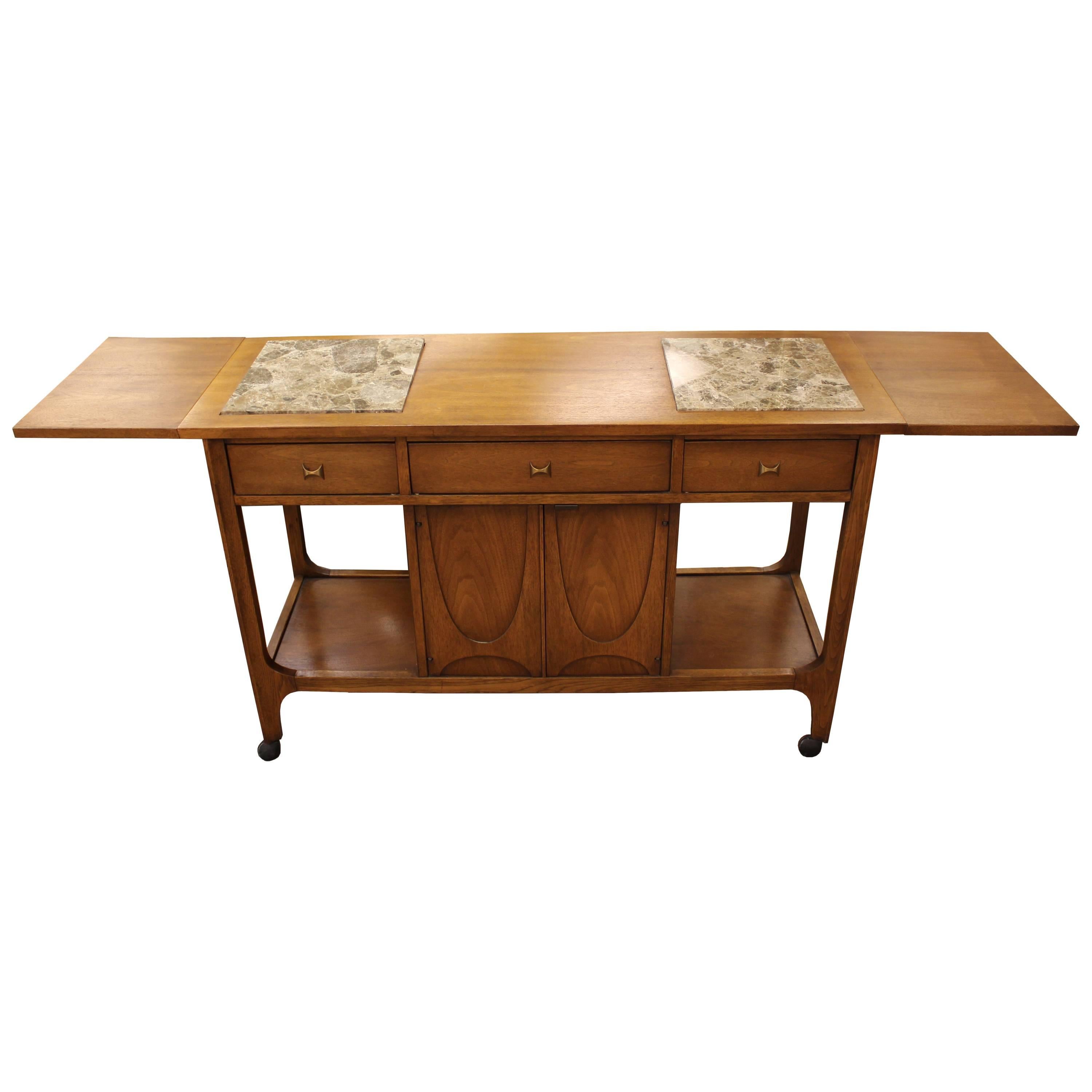 Signed Broyhill Brasilia Serving Cart Designed by Oscar Neimeyer