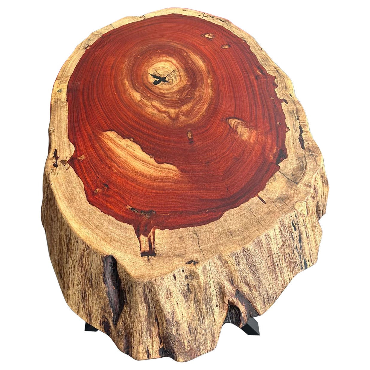 Ovaler Esstisch – maßgefertigter Esstisch aus rotem Holz für die Küche – Padouk-Holztisch