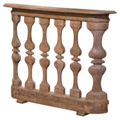 19th Century French Carved Bleached Oak Balustrade Console Table