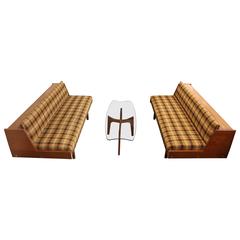 Retro Rare Pair of Matching Signed Hans Wegner for GETAMA Day Beds 