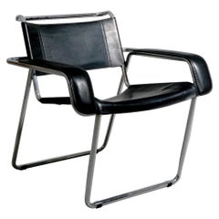 Gastone Rinaldi, Chrome and Leather Armchair
