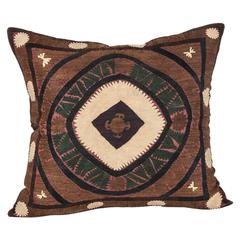 Vintage Uzbek Embroidered Pillow, Central Asia, 1960-1970