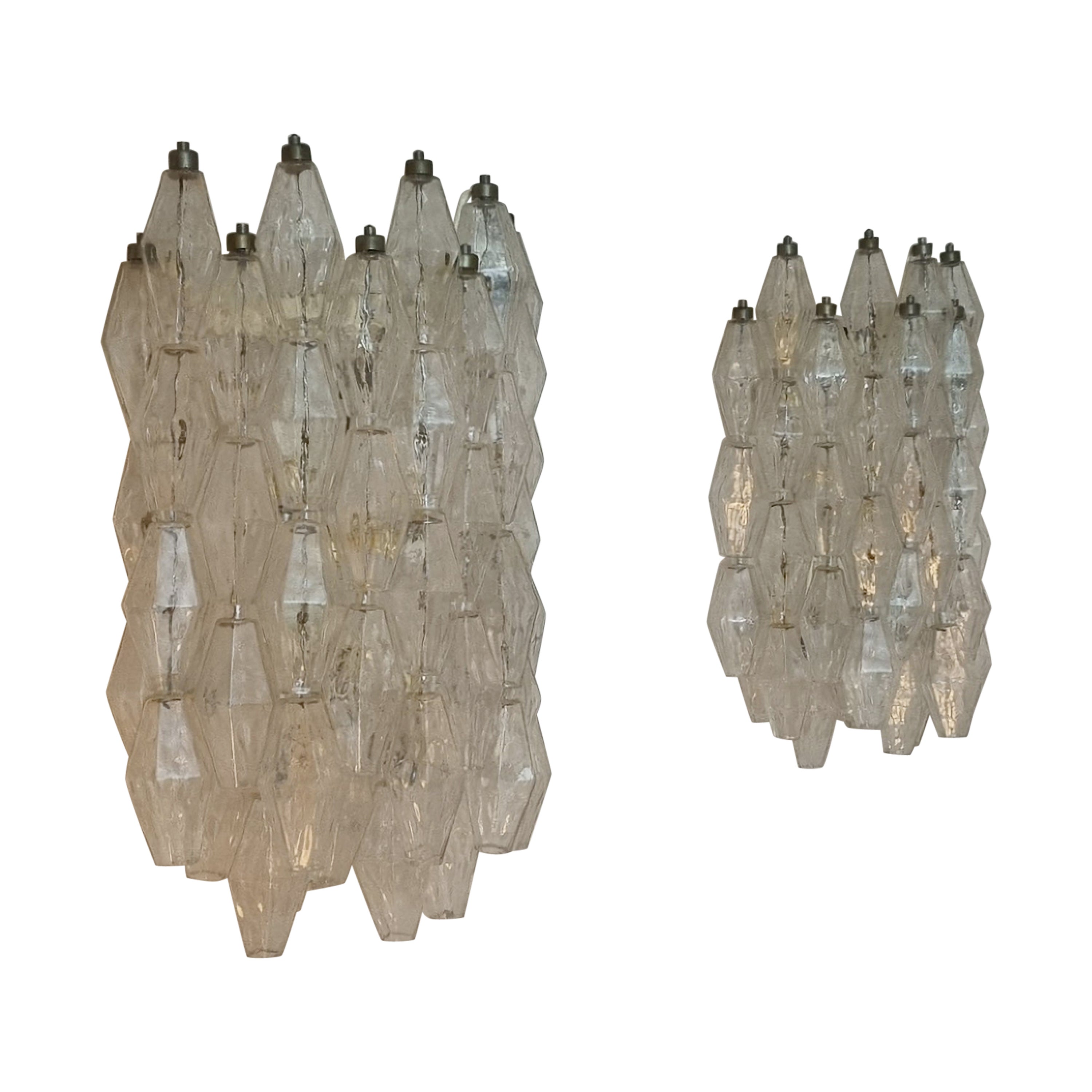 Large Poliedri wall sconces designed by Carlo Scarpa for Venini 1961