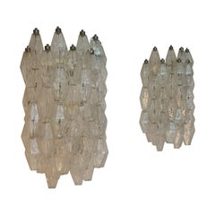 Large Poliedri wall sconces designed by Carlo Scarpa for Venini 1961