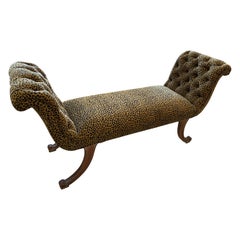 Glamorous Plush Upholstered Animal Print Chenille French Bench