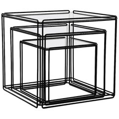Set of Three Max Sauze 'Isocele' Black Framed Nesting Tables for Atrow