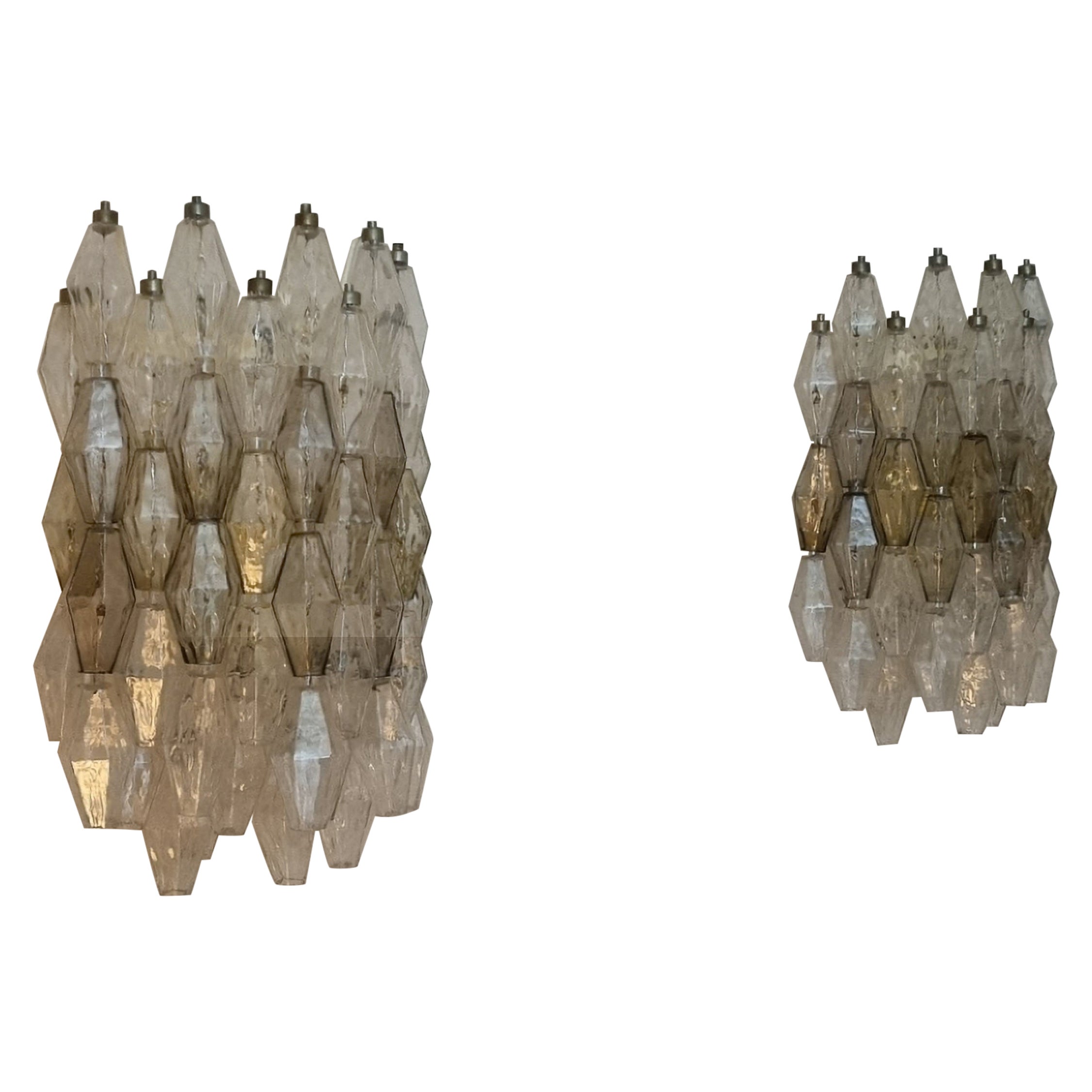 Large Poliedri wall sconces designed by Carlo Scarpa for Venini 1958