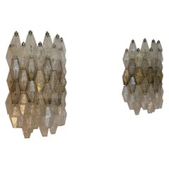 Large Poliedri wall sconces designed by Carlo Scarpa for Venini 1958