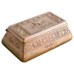 Tiffany Studios New York American Indian Pattern Bronze Stamp Box