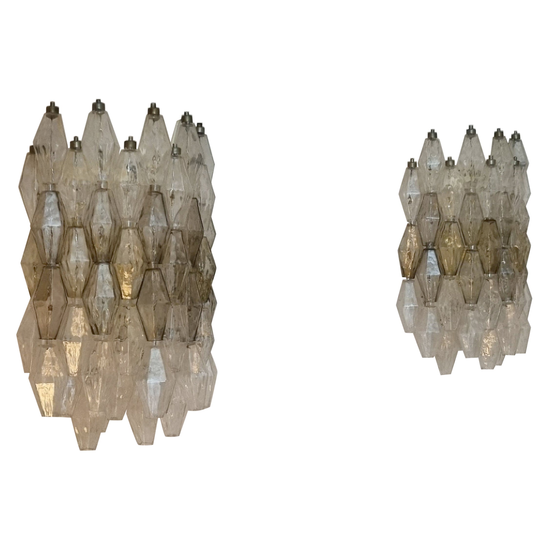 Large Poliedri wall sconces designed by Carlo Scarpa for Venini 1958