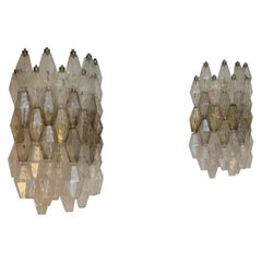 Large Poliedri wall sconces designed by Carlo Scarpa for Venini 1958