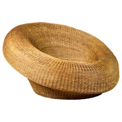 Oversized wicker basket armchair, Italy, 1970s