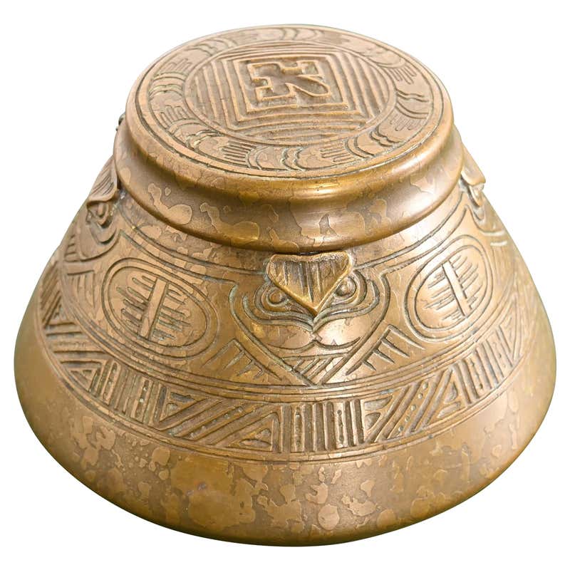 Tiffany Studios New York American Indian Bronze Doré Inkwell For Sale ...