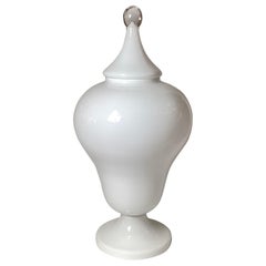 A Large Urn Form Opalescent Glass Lamp