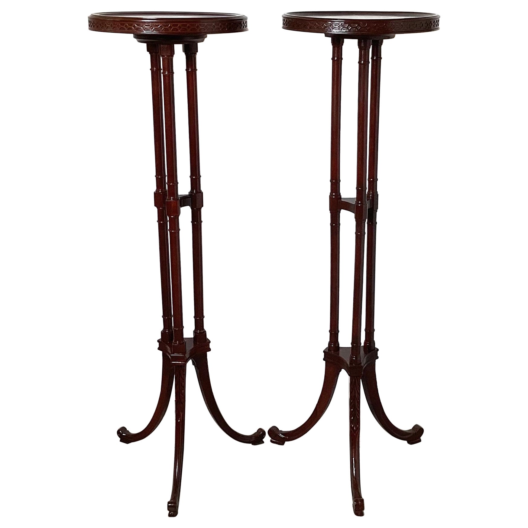 Classic Mahogany Fern Plant Stands Like Pair