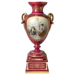 A Large 19th Century Hand Painted Porcelain Palace Vase by Royal Vienna
