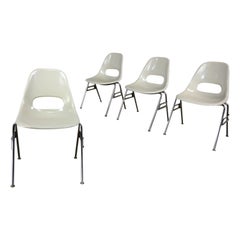 1960-70’s MCM Krueger International White Fiberglass & Chrome Stacking Chairs 4