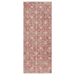 Vintage Zeki Müren Runner in Red, with Beige & Blue Patterns, from Rug & Kilim