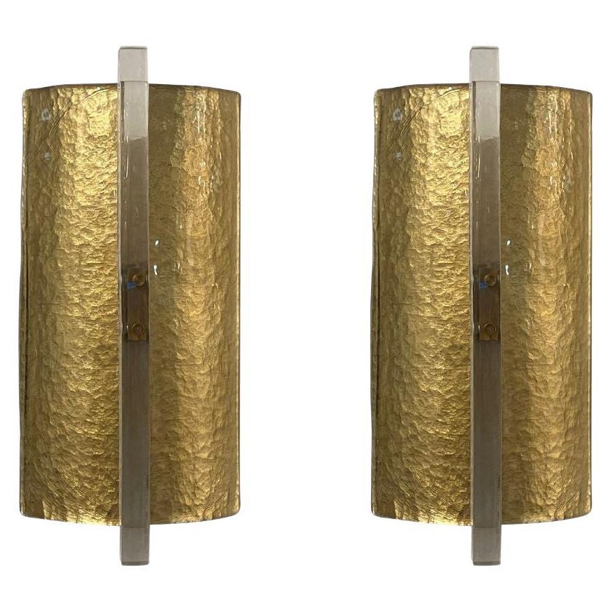 20th Century Italian Modern Pair of Vintage Smoked Murano Glass Wall Appliques