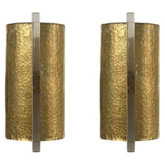20th Century Italian Modern Pair of Vintage Smoked Murano Glass Wall Appliques