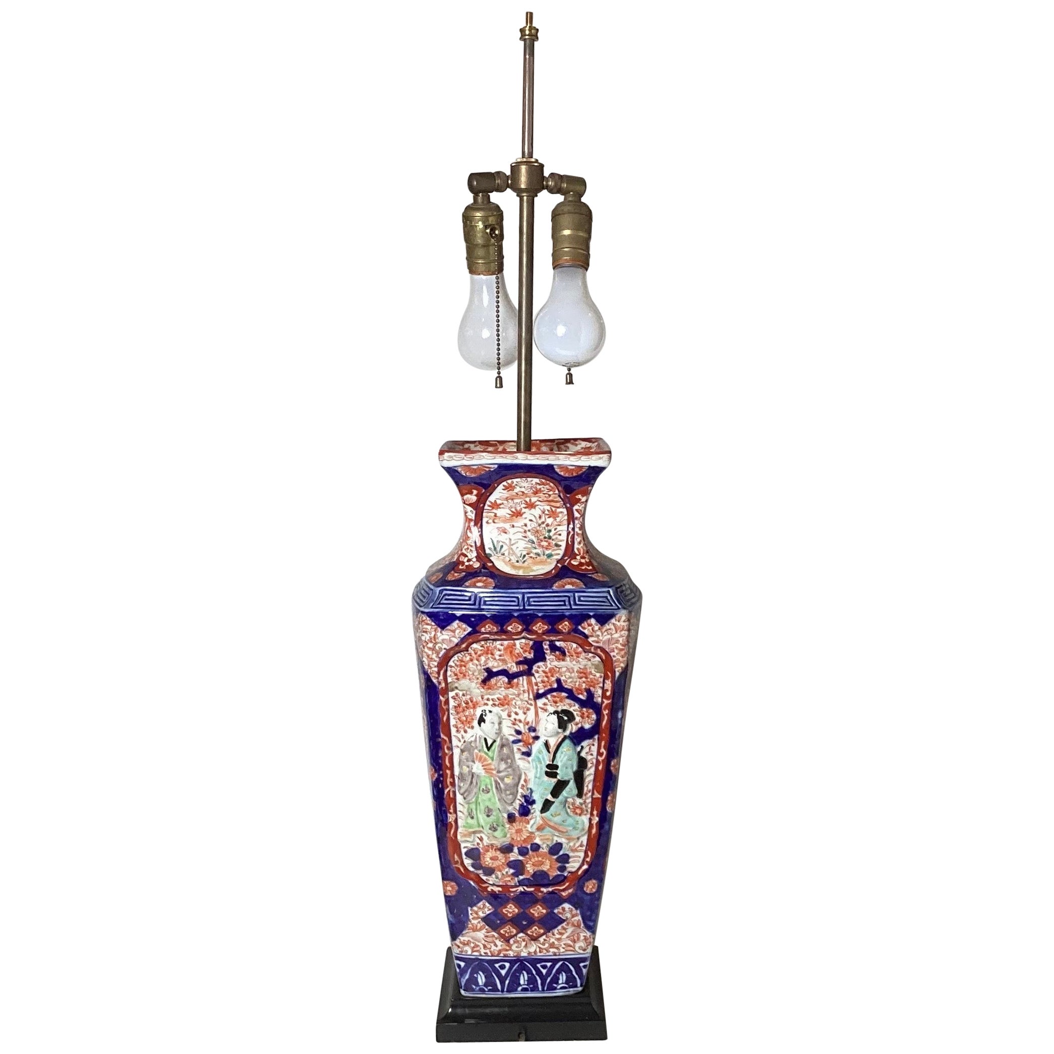 Eine antike japanische Imari Porcelain Lampe