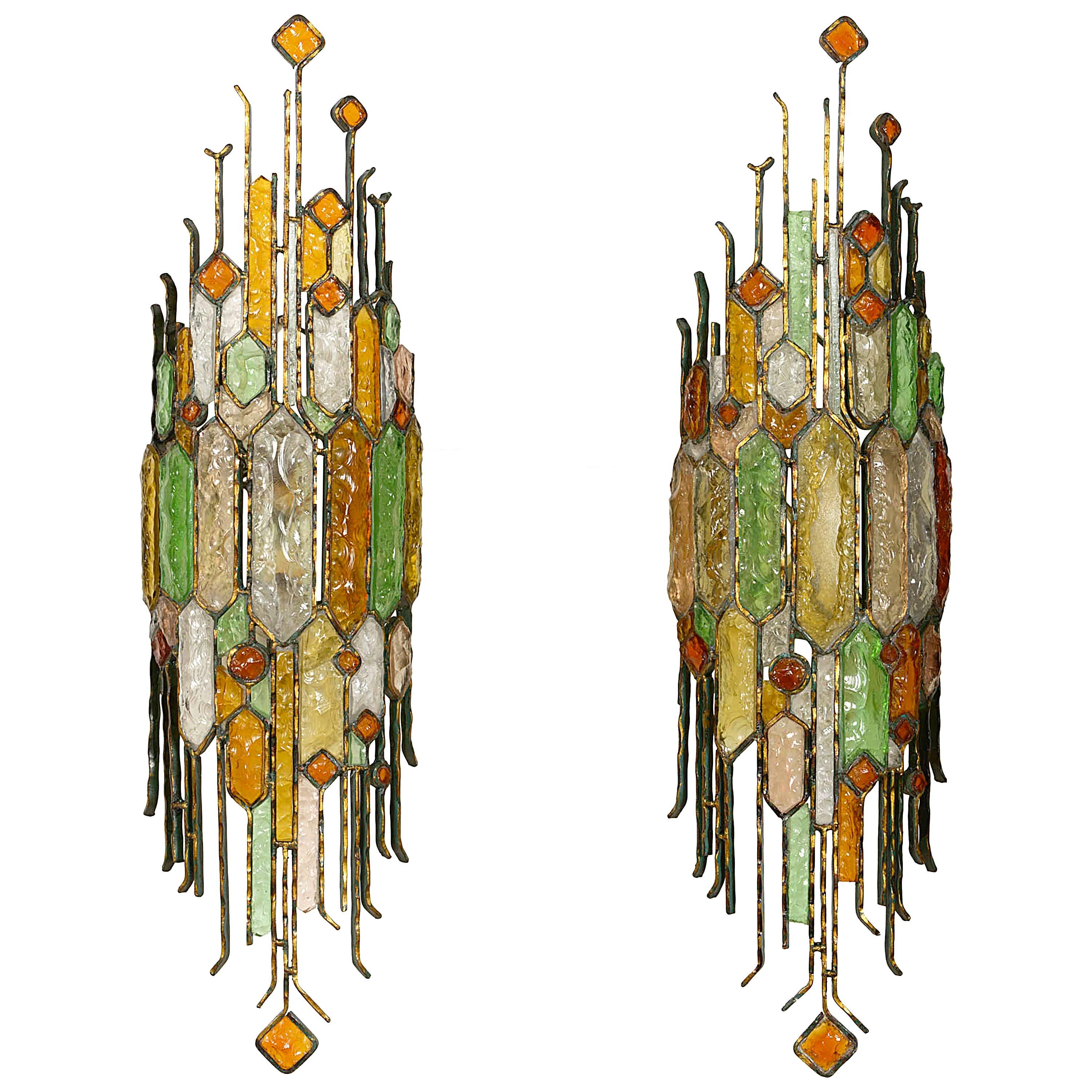 Very Large Pair of Wall Lights in the style of Poliarte