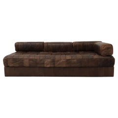 De Sede DS80 Chocolate Leather Patchwork Daybed or Small Sofa, 1970