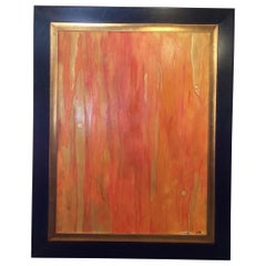 Un óleo sobre lienzo original cotemporáneo  en Marco de Madera Ebonizada