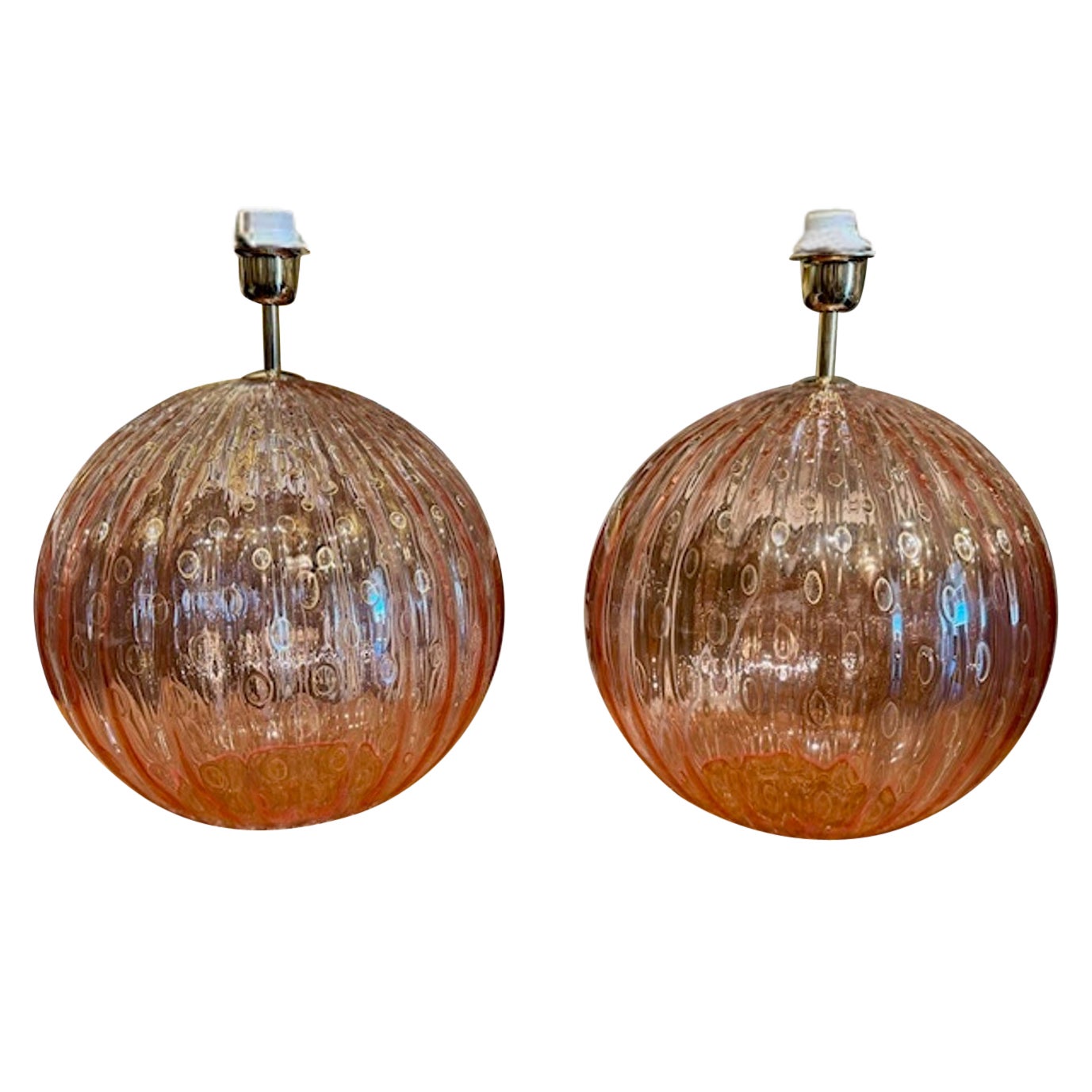 Pair of Murano Globe Lamps