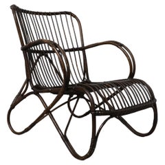 Silla de salón de bambú Franco Albini Attributed Marrón Oscuro de mediados de siglo