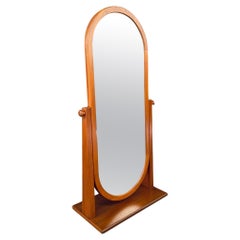 Vintage Danish Modern Sculpted Teak Free Standing Dressing Mirror