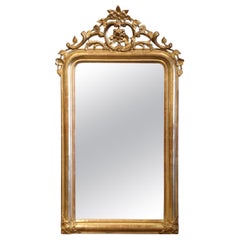 19th Century French Louis XV Carved Giltwood Mirror with Grape and Vine Motif