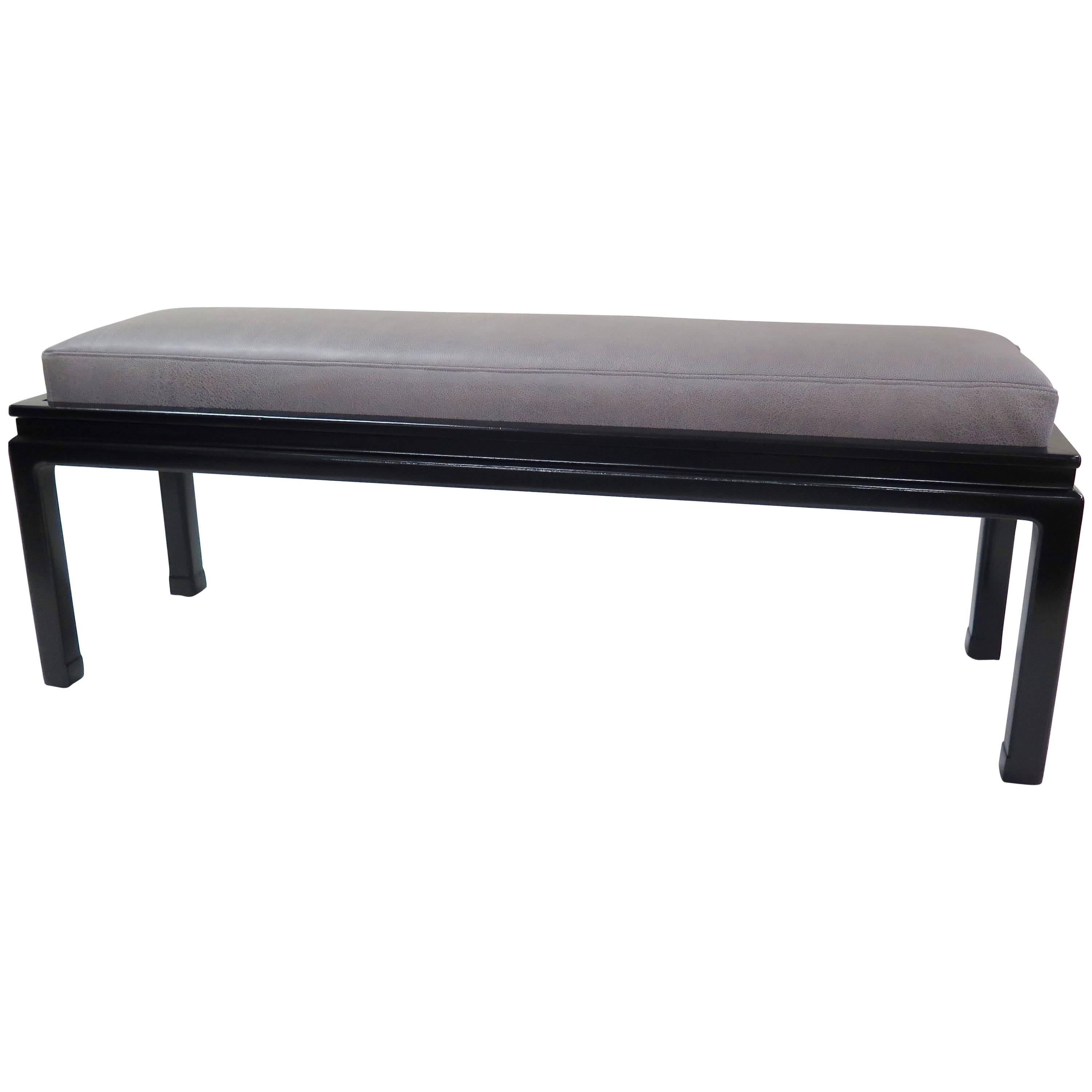 Dunbar Bench with Leather Cushion For Sale