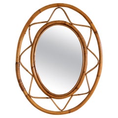 Italian Rattan Oval Mirror