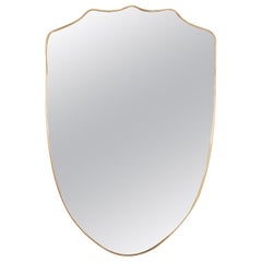 1950s Large Italian Brass Shield Mirror