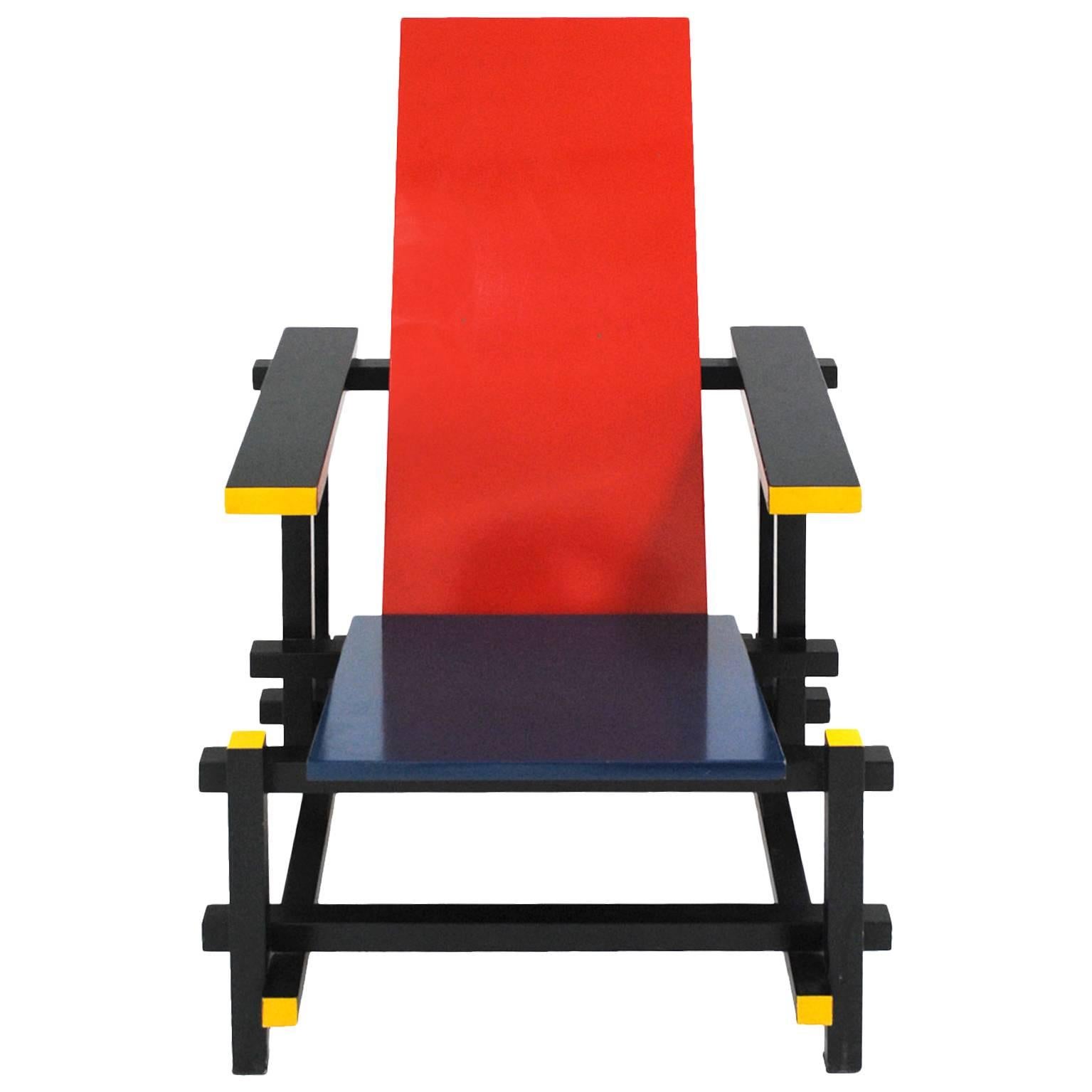 Red and Blue 365 Chair by Gerrit Thomas Rietveld for Cassina