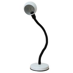 Mid-Century White Gooseneck Globe Desk Lamp with Posable Black Stem