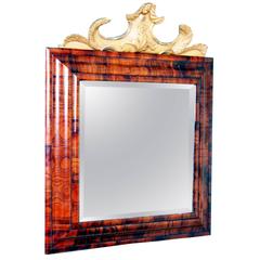 Antique 17th Century Walnut Cushion Framed Mirror