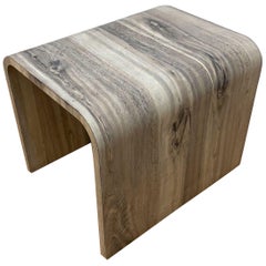 Postmodern Karl Springer Style Faux Wood Waterfall Side Table