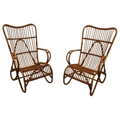 Pair of Tall Design Rattan Armchairs