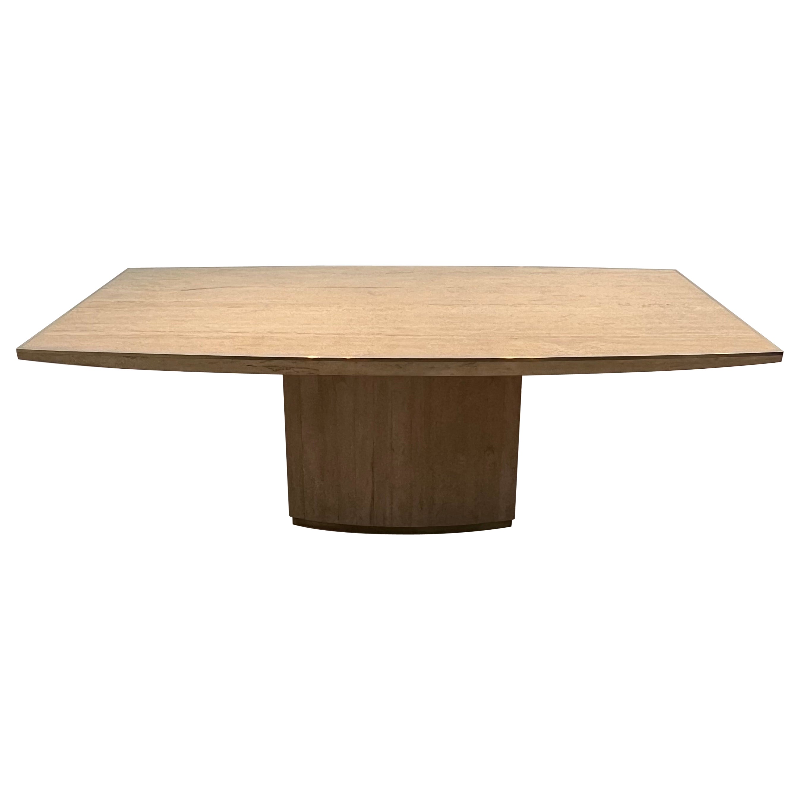 Travertine and Brass Dinning Table by Willy Rizzo